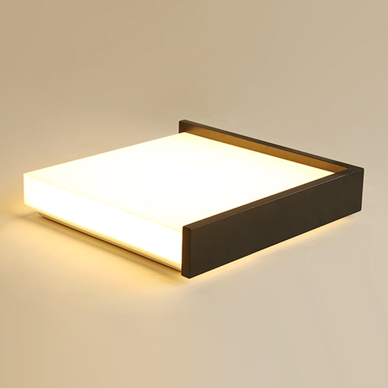 Plafonnier LED noir en acrylique, plafonnier carré en fer forgé de simplicité moderne pour chambre à coucher