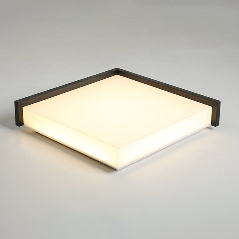 Plafonnier LED noir en acrylique, plafonnier carré en fer forgé de simplicité moderne pour chambre à coucher
