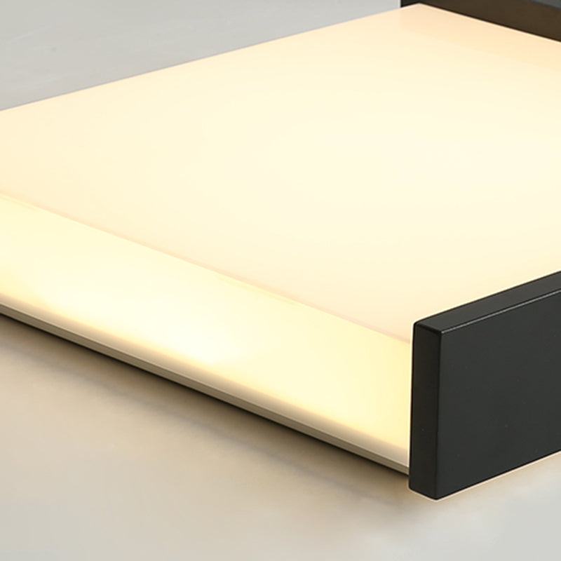 Plafonnier LED noir en acrylique, plafonnier carré en fer forgé de simplicité moderne pour chambre à coucher