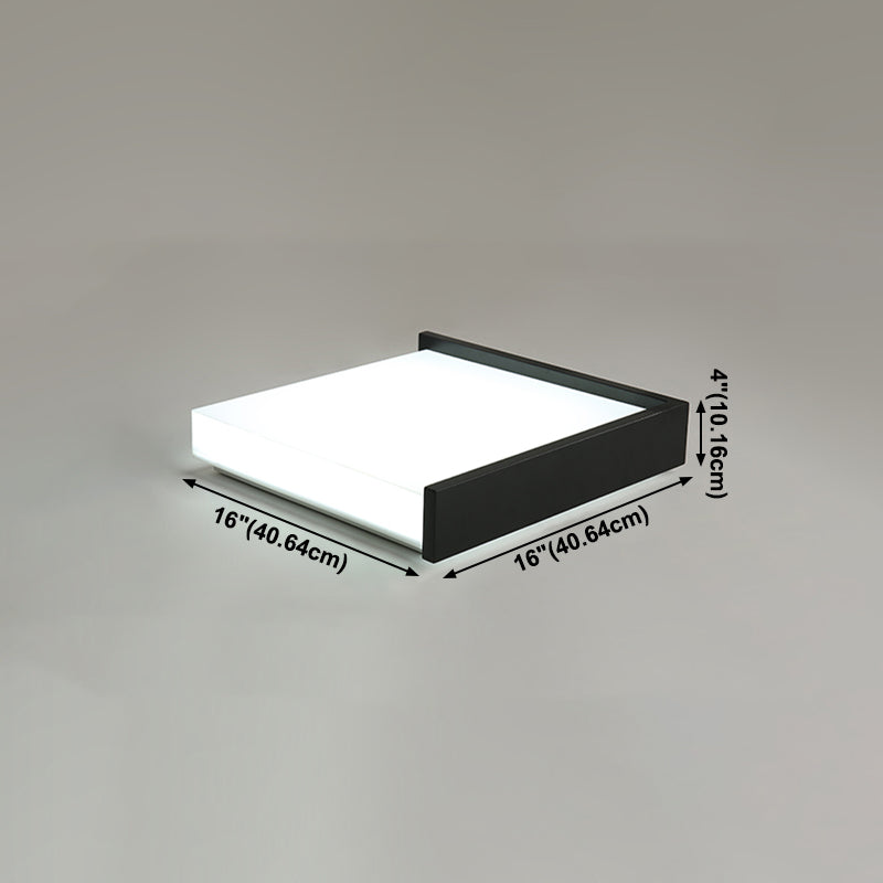 Plafonnier LED noir en acrylique, plafonnier carré en fer forgé de simplicité moderne pour chambre à coucher