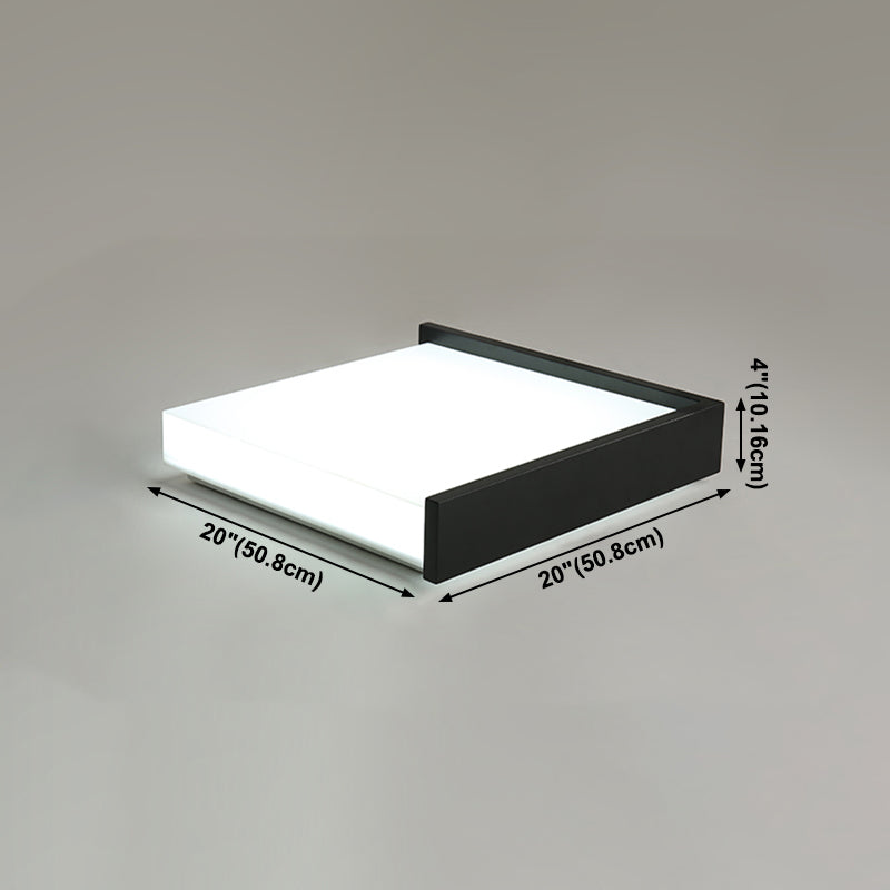 Plafonnier LED noir en acrylique, plafonnier carré en fer forgé de simplicité moderne pour chambre à coucher
