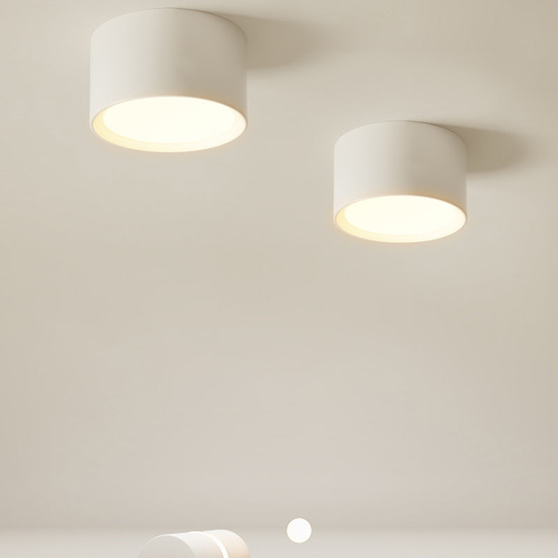 Modern Minimalist LED Flush Mount Iron Cylindrical Ceiling Light with Acrylic Shade