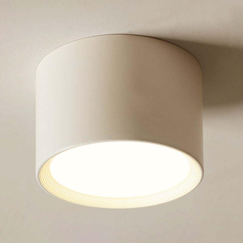 Modern Minimalist LED Flush Mount Iron Cylindrical Ceiling Light with Acrylic Shade