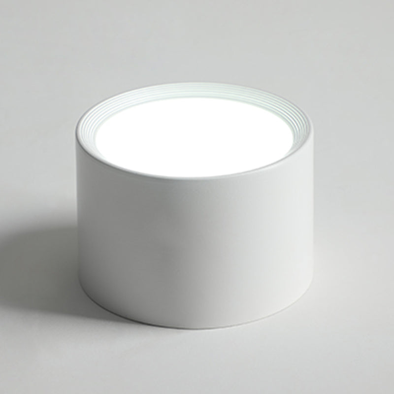 Modern Minimalist LED Flush Mount Iron Cylindrical Ceiling Light with Acrylic Shade