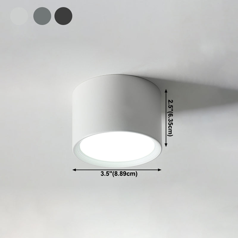 Modern Minimalist LED Flush Mount Iron Cylindrical Ceiling Light with Acrylic Shade