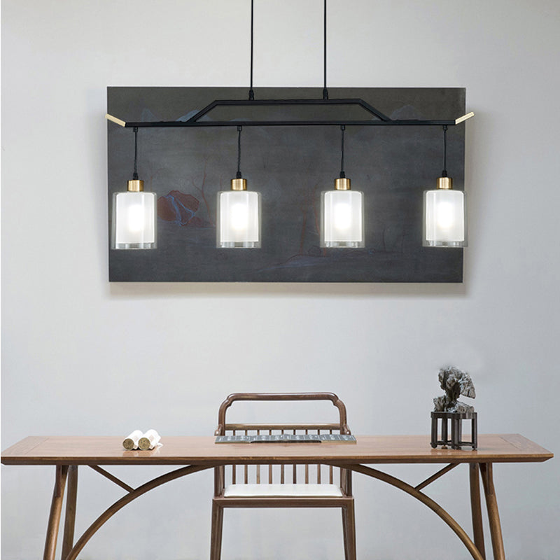 Black Island Chandelier Lights Glass Modern Hanging Lamp for Dining Room