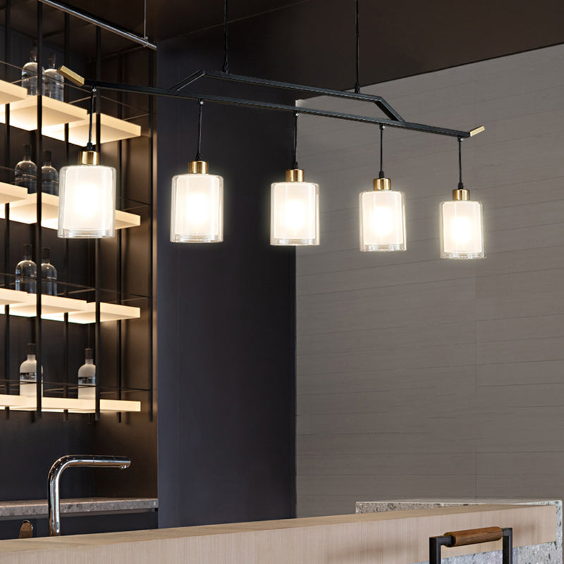 Black Island Chandelier Lights Glass Modern Hanging Lamp for Dining Room