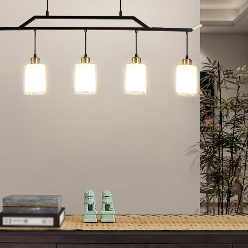 Black Island Chandelier Lights Glass Modern Hanging Lamp for Dining Room