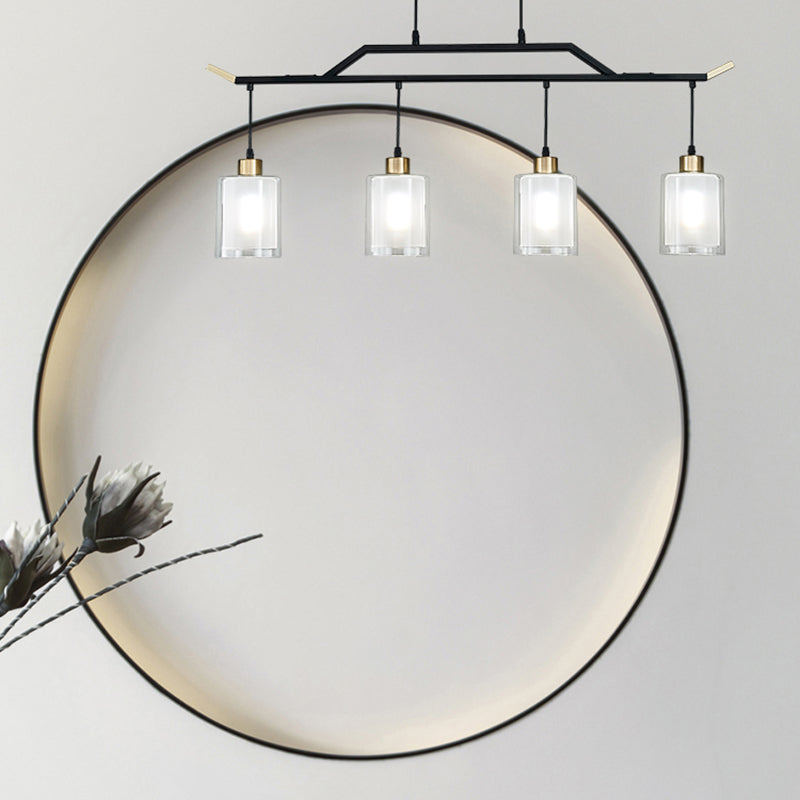 Black Island Chandelier Lights Glass Modern Hanging Lamp for Dining Room