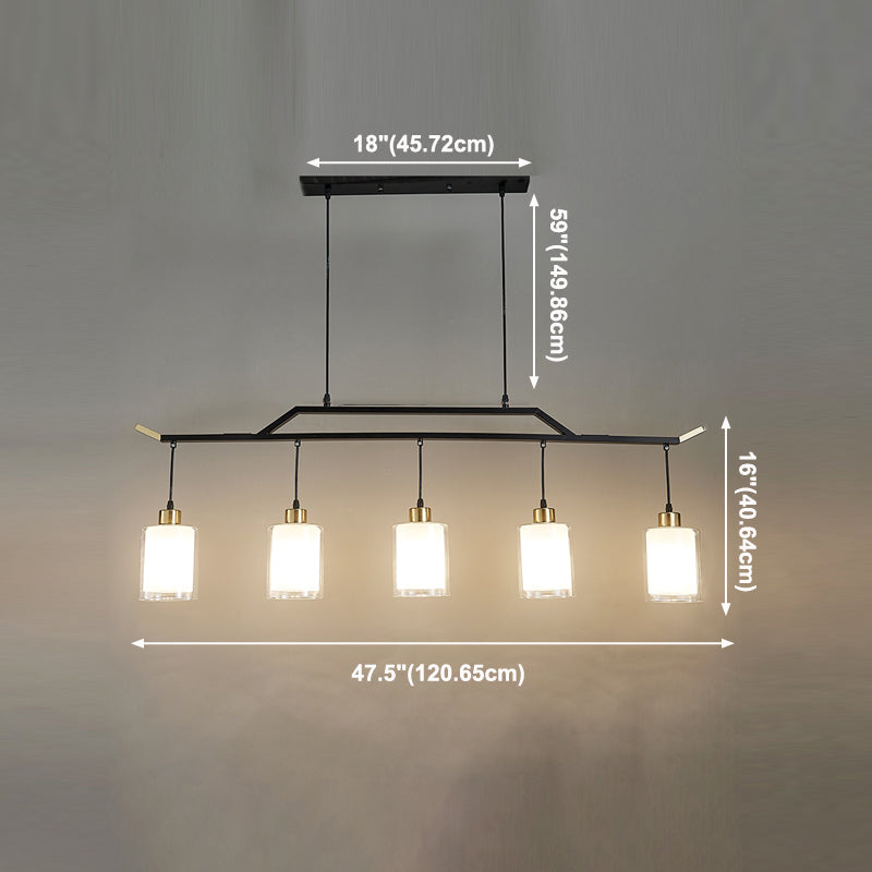 Black Island Chandelier Lights Glass Modern Hanging Lamp for Dining Room