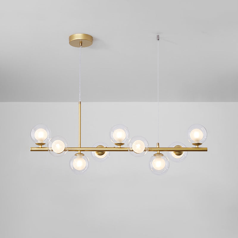 Modern Style Spherical Shape Island Lights Clear Glass Pendant Light Fixtures