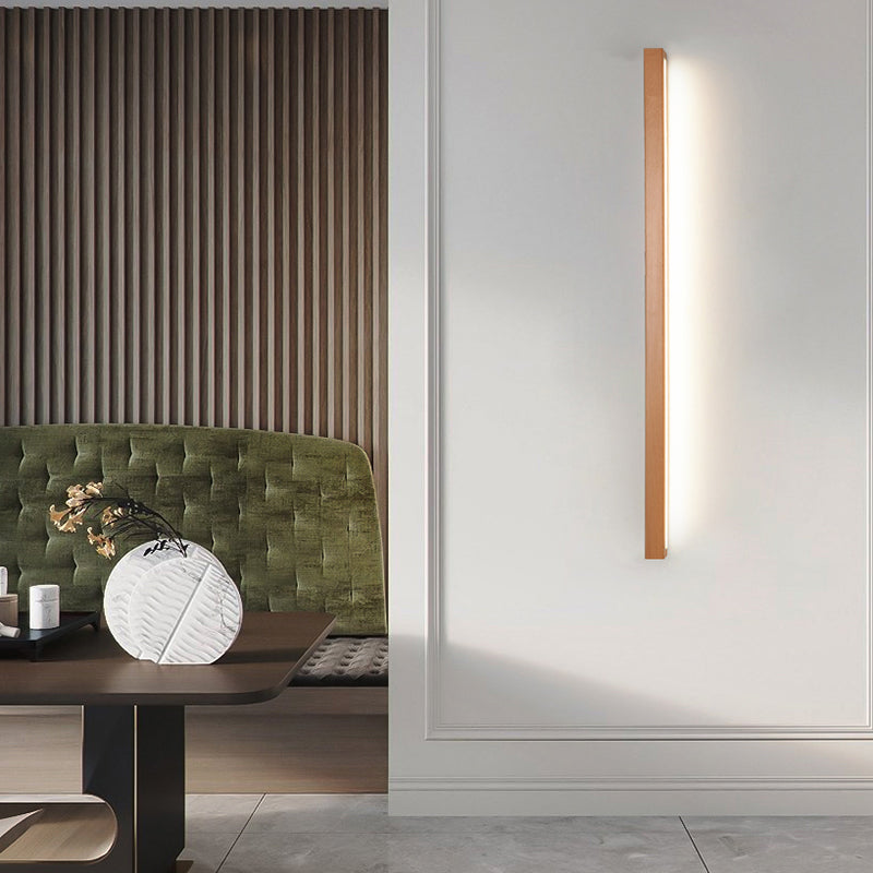 Wood Linear Wall Lighting Modern Style 1-Light Wall Mounted Light Fixture in Brown