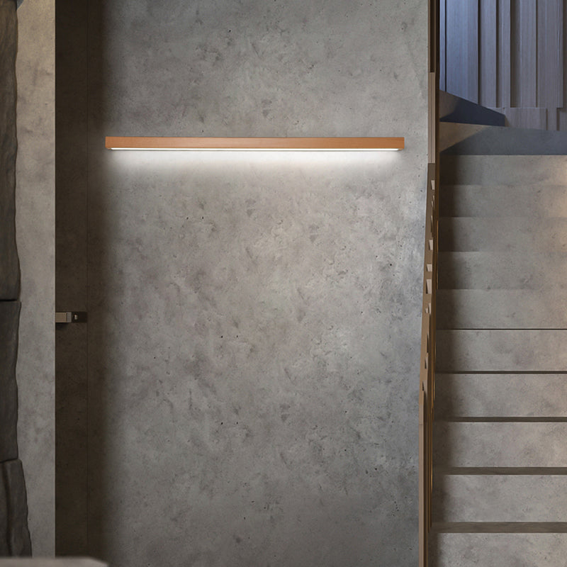 Wood Linear Wall Lighting Modern Style 1-Light Wall Mounted Light Fixture in Brown