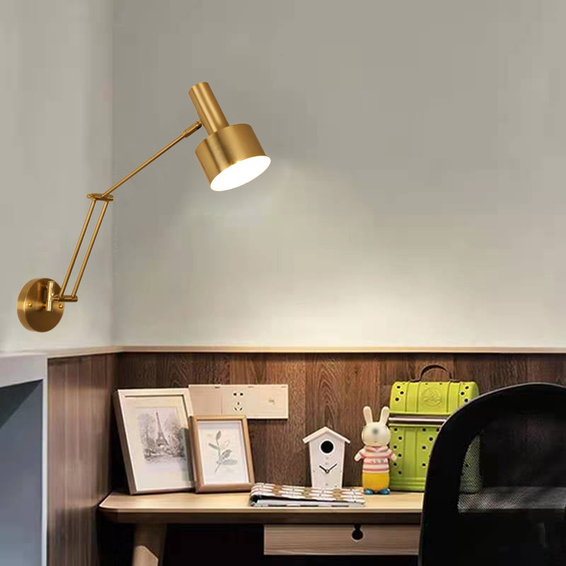 Metal Geometric Swing Arm Wall Lighting Modern 1-Light Wall Mounted Light Fixture