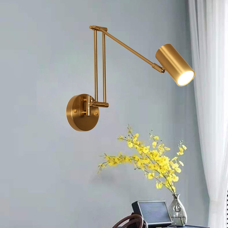 Metal Geometric Swing Arm Wall Lighting Modern 1-Light Wall Mounted Light Fixture