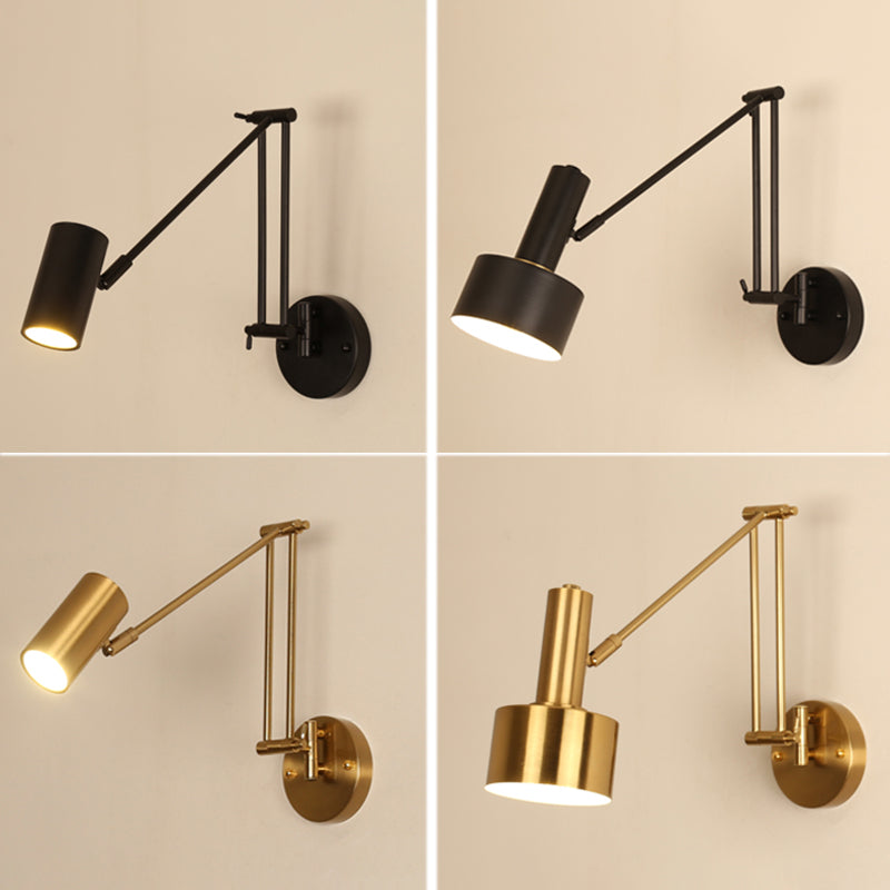 Metal Geometric Swing Arm Wall Lighting Modern 1-Light Wall Mounted Light Fixture