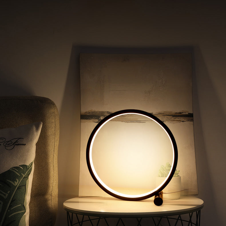 Lampada da tavolo notturna del cerchio in stile moderno in metallo 1 comodino leggero lampada