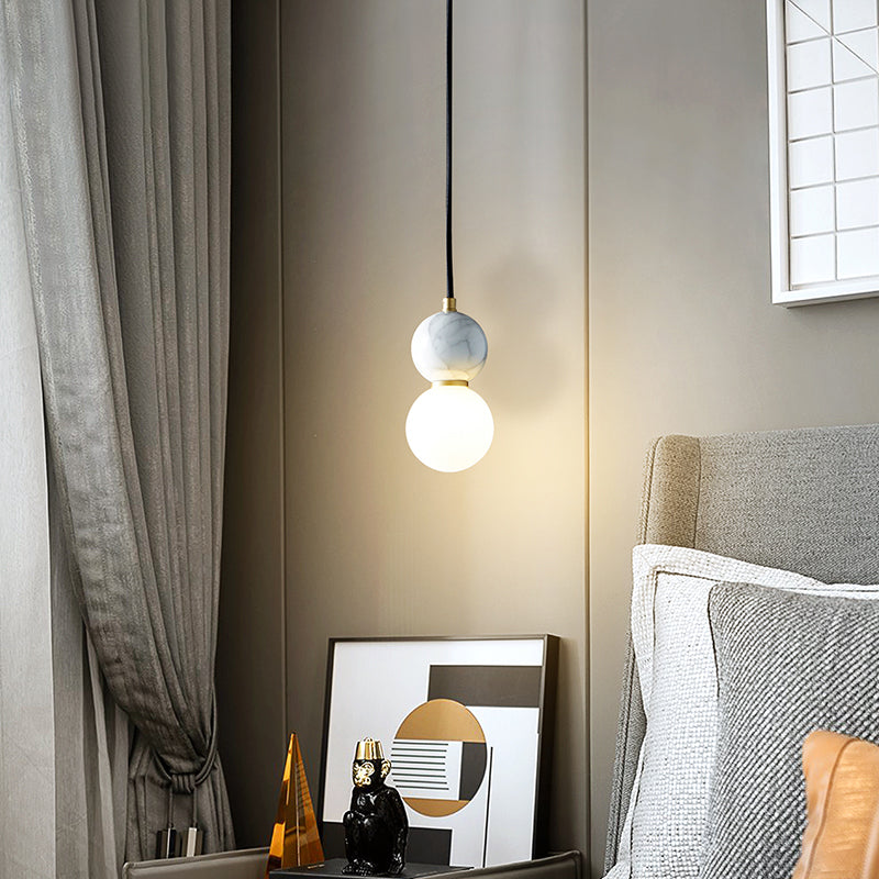 Marble Sphérique Shade Hanging Lights Modern Style 1 Tête Hanging Mount Fixture For Bedroom