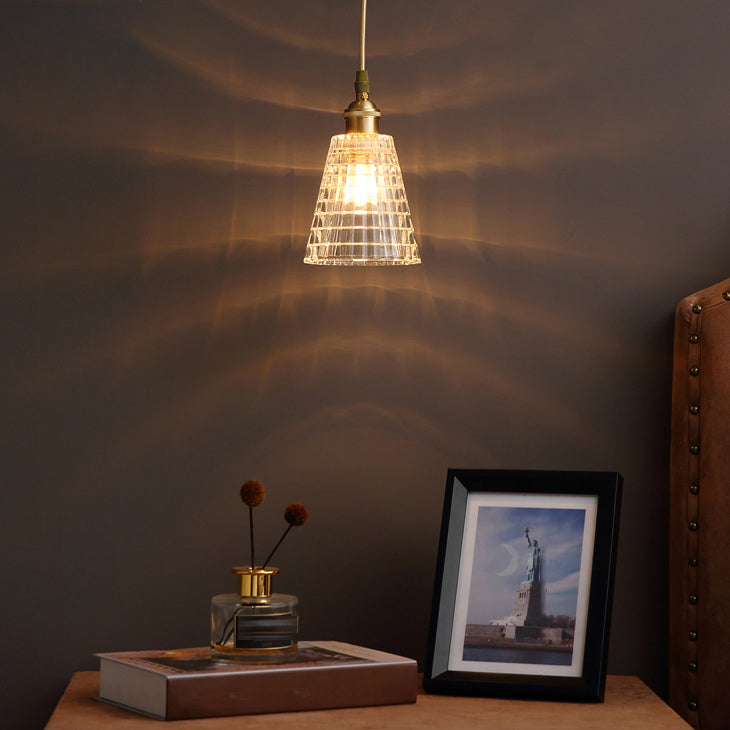 Glass Barrel Shade Hanging Lights Modern Style 1 Head Hanging Mount Fixture for Bedroom