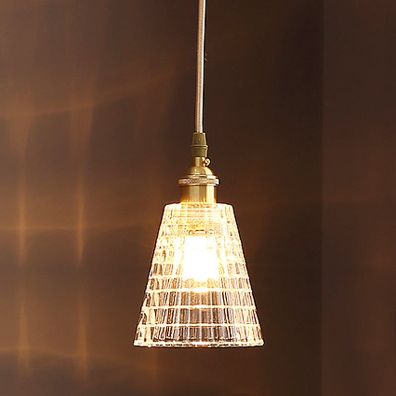 Glass Barrel Shade Hanging Lights Modern Style 1 Head Hanging Mount Fixture for Bedroom