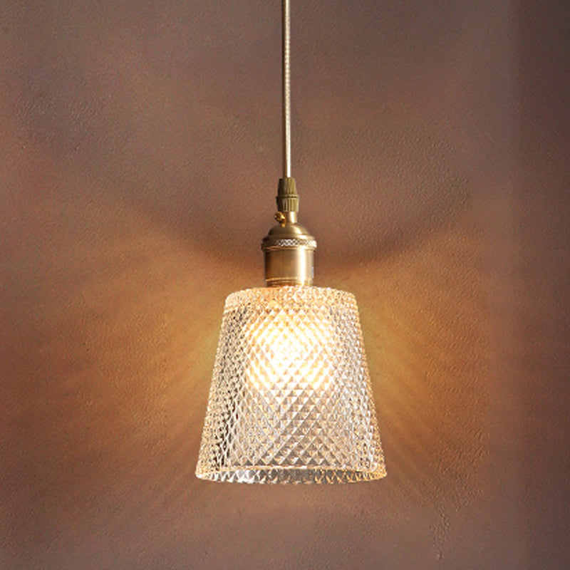 Glass Barrel Shade Hanging Lights Modern Style 1 Head Hanging Mount Fixture for Bedroom