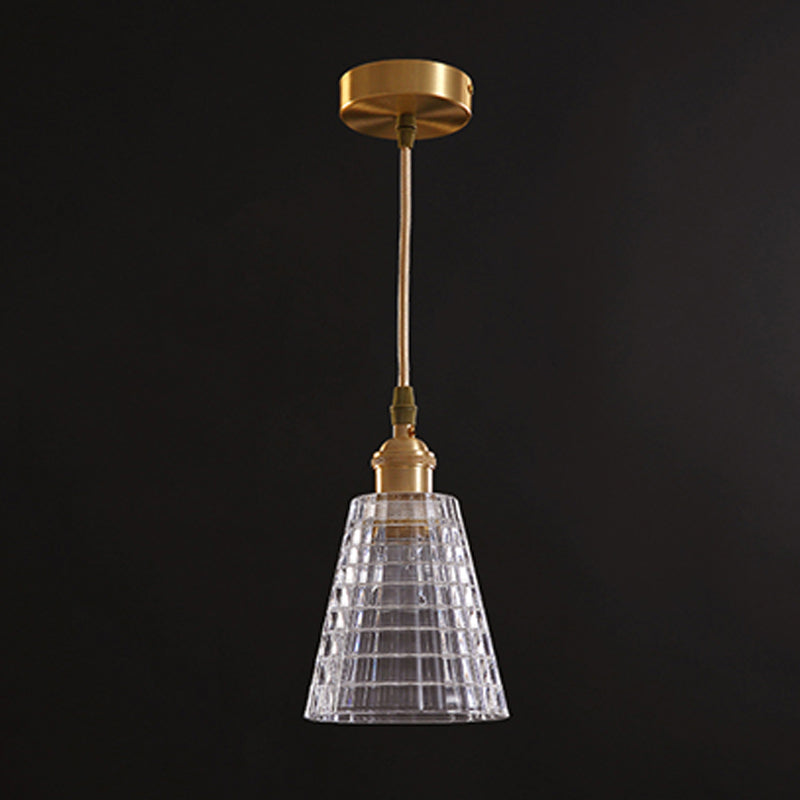 Glass Barrel Shade Hanging Lights Modern Style 1 Head Hanging Mount Fixture for Bedroom