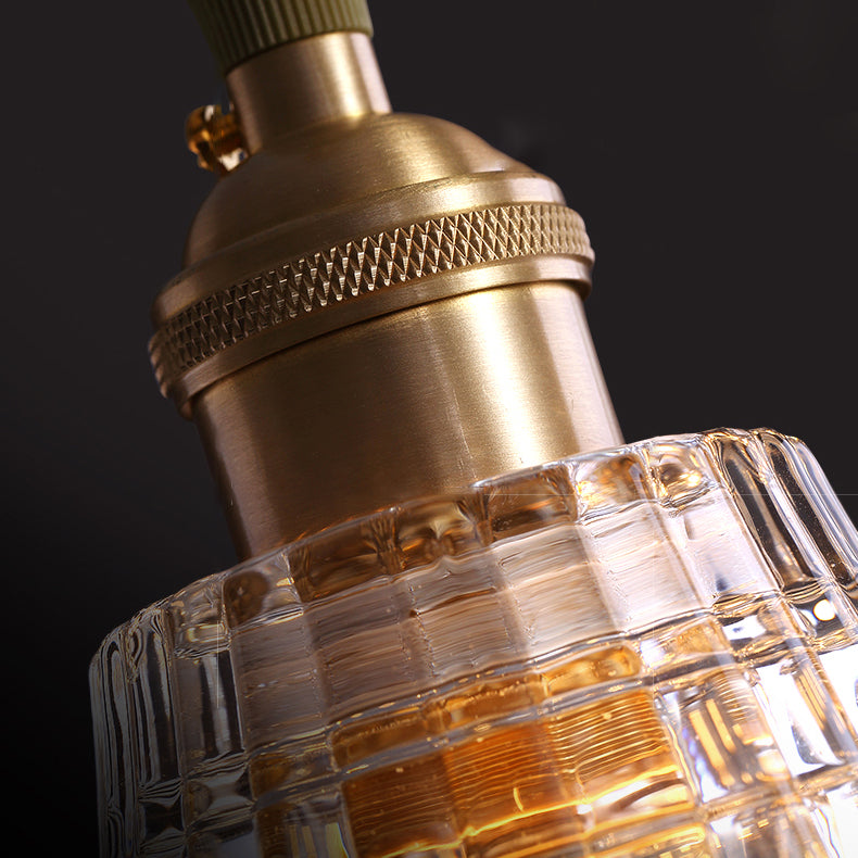 Glass Barrel Shade Hanging Lights Modern Style 1 Head Hanging Mount Fixture for Bedroom