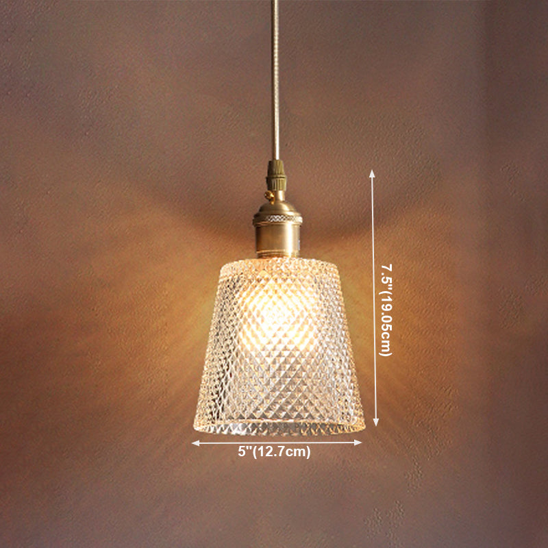 Glass Barrel Shade Hanging Lights Modern Style 1 Head Hanging Mount Fixture for Bedroom