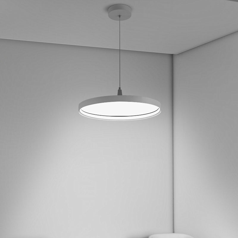 Moderne minimalistische LED -hangende lamp Aluminium cirkelvormige hanglamp met siliconen schaduw