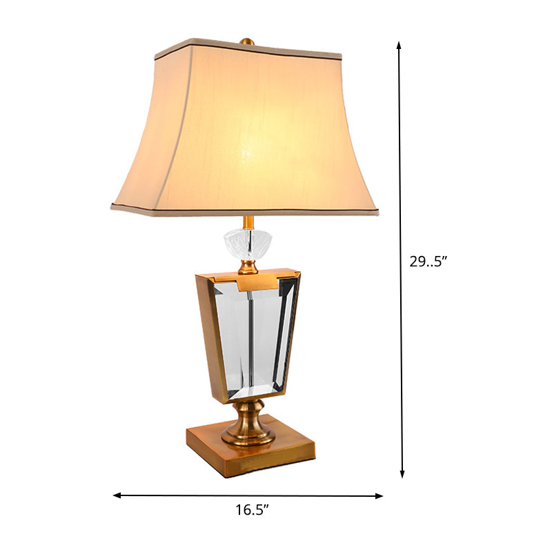 1 tête de chevet de chevet Light modernisme lampe de nuit beige avec teinte en tissu cloche