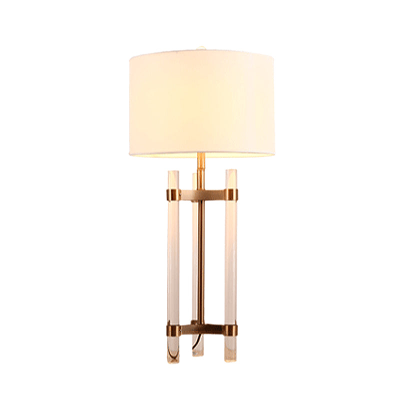 Stoffzylindrische Nachttischlampe zeitgenössische 1 Glühbirne Lesebuch Licht in Weiß