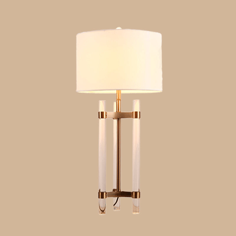 Stoffzylindrische Nachttischlampe zeitgenössische 1 Glühbirne Lesebuch Licht in Weiß