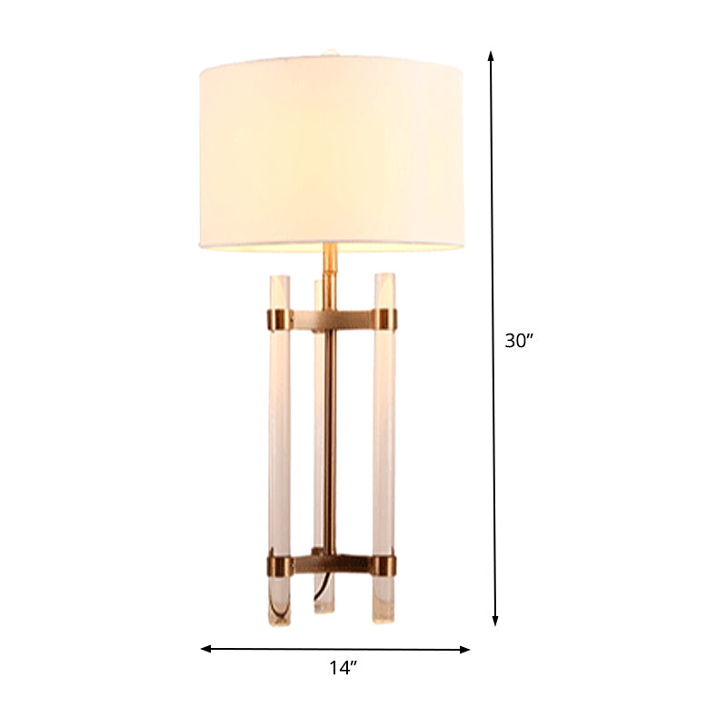 Stoffzylindrische Nachttischlampe zeitgenössische 1 Glühbirne Lesebuch Licht in Weiß