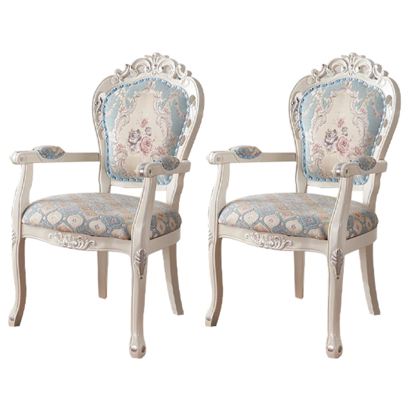 Fauteuils de salle à manger victoriens Fauteuils rembourrés avec pieds en bois (Ensemble de 2)