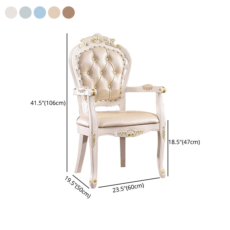 Sillones de comedor victorianos, sillones tapizados con patas de madera (juego de 2)