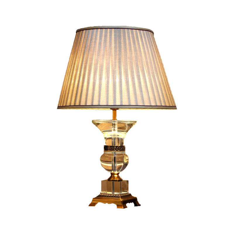 Eigentijdse gebogen bureaulamp met de hand gesneden kristallen 1-kops nachttafellamp in beige