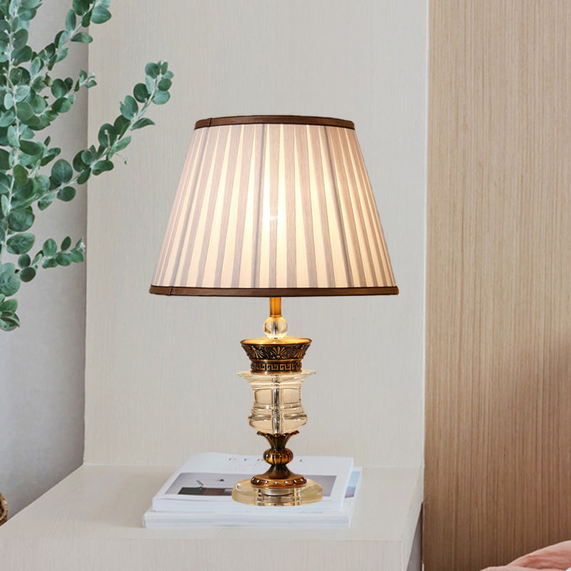 1 tête de salle à manger lampe de bureau moderne table de table beige avec une teinte de tissu poussée large