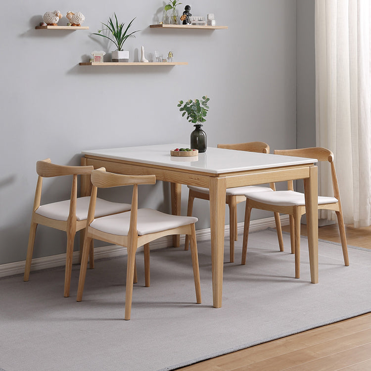 Table à manger rectangulaire du milieu du siècle, table en marbre avec base à 4 pieds pour la maison