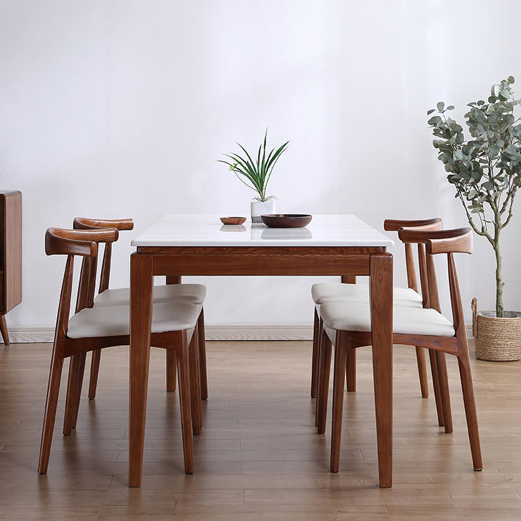 Table à manger rectangulaire du milieu du siècle, table en marbre avec base à 4 pieds pour la maison