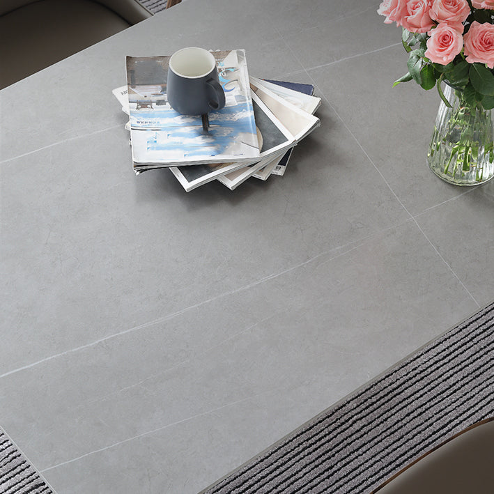 Mid-Century Sintered Stone Dining Table Gray Rectangle Dining Table for Kitchen
