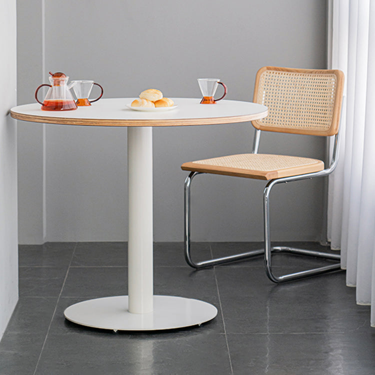 Eigentijdse vaste houten eettafel enkelvoudige voetstuk ronde tafel voor thuis