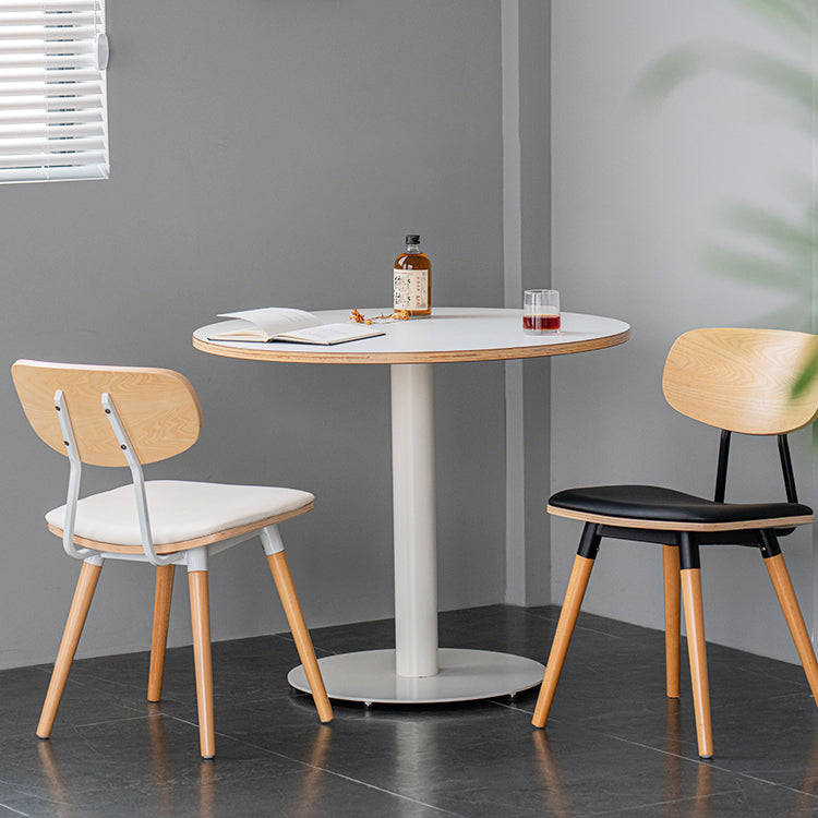 Eigentijdse vaste houten eettafel enkelvoudige voetstuk ronde tafel voor thuis