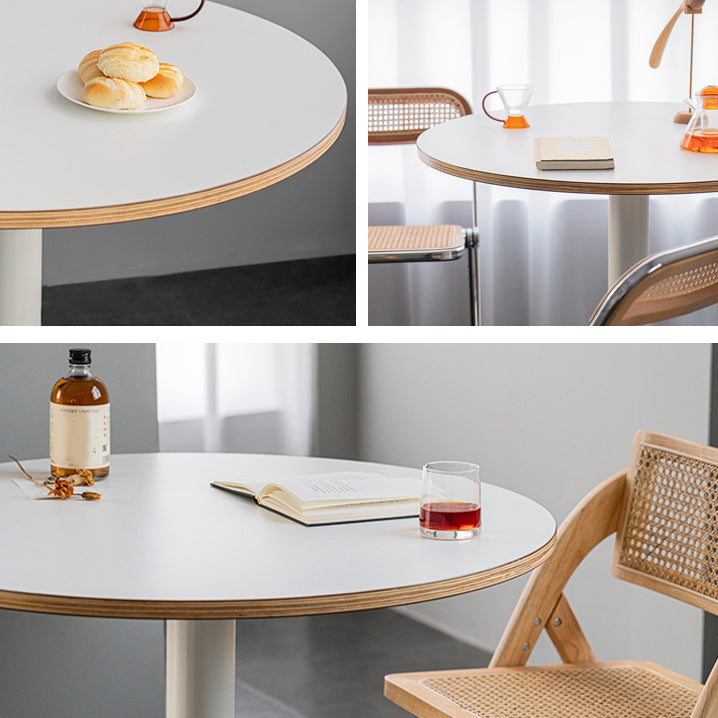 Eigentijdse vaste houten eettafel enkelvoudige voetstuk ronde tafel voor thuis