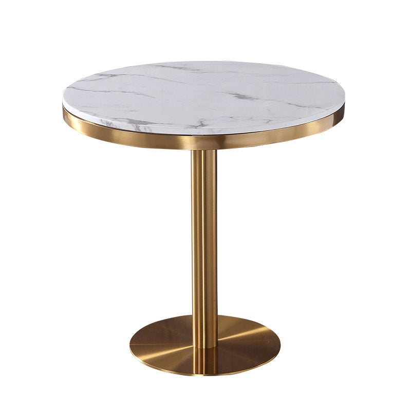 Marble Dining Table Luxury Style Single Pedestal Round Table for Dining Room