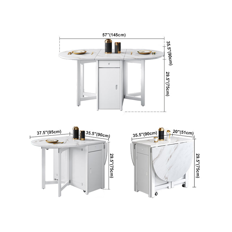 Contemporary Oval Dining Table White Dining Table with 4 Legs