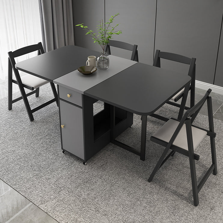 Mid-Century Modern Rectangle Dining Table Drop-Leaf Table with Ash Solid Wood Base,59"L x 29.1"H