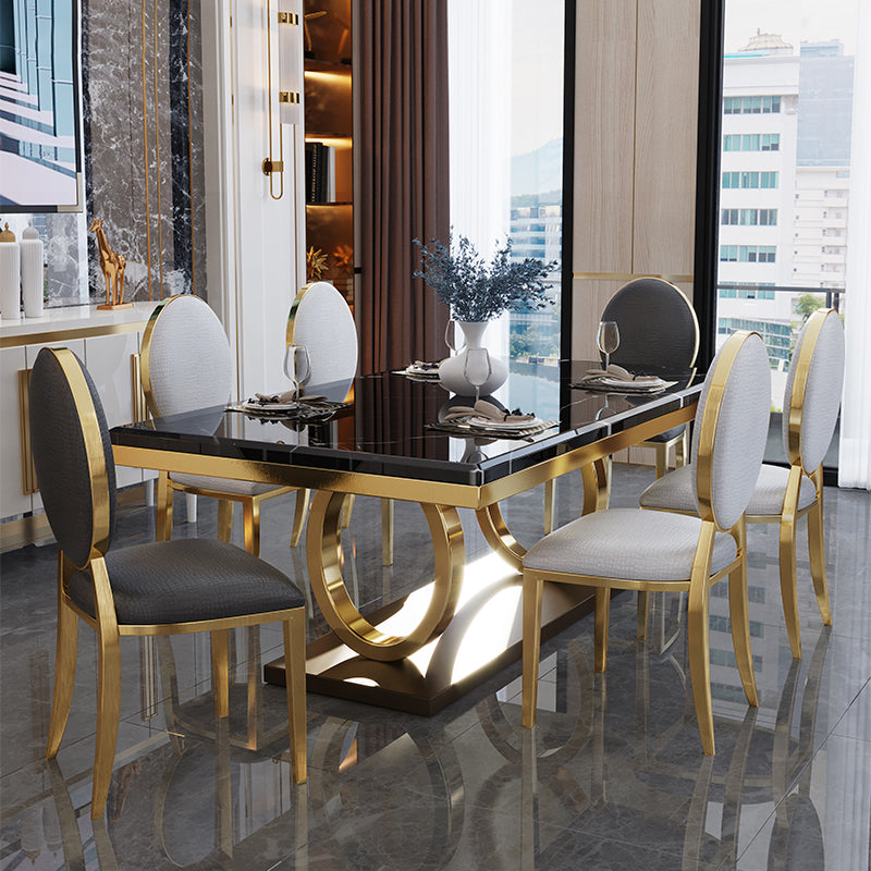Rechteck traditioneller Luxus Esstisch Gold Trestle Basistisch für Esszimmer