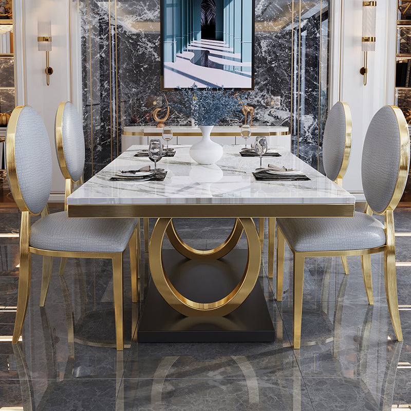 Rechteck traditioneller Luxus Esstisch Gold Trestle Basistisch für Esszimmer