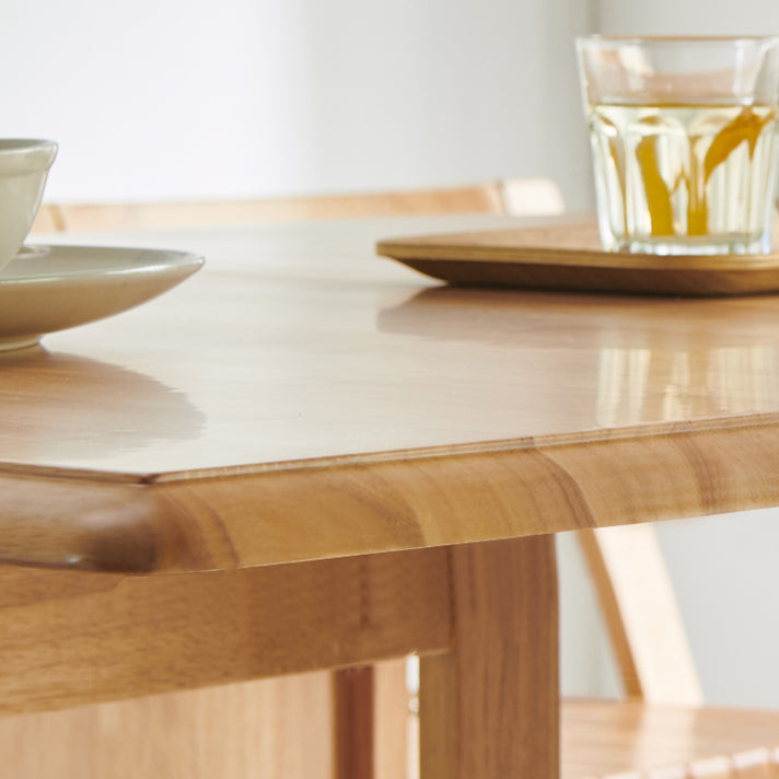 Mid-Century Modern Rectangle Dining Table Rubberwood Solid Wood Drop-Leaf Table