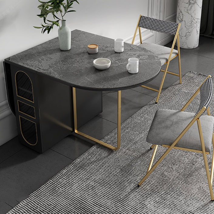 Contemporary Oval Dining Table Sintered Stone Drop-Leaf Table for Dining Room,59"L x 29.5"H
